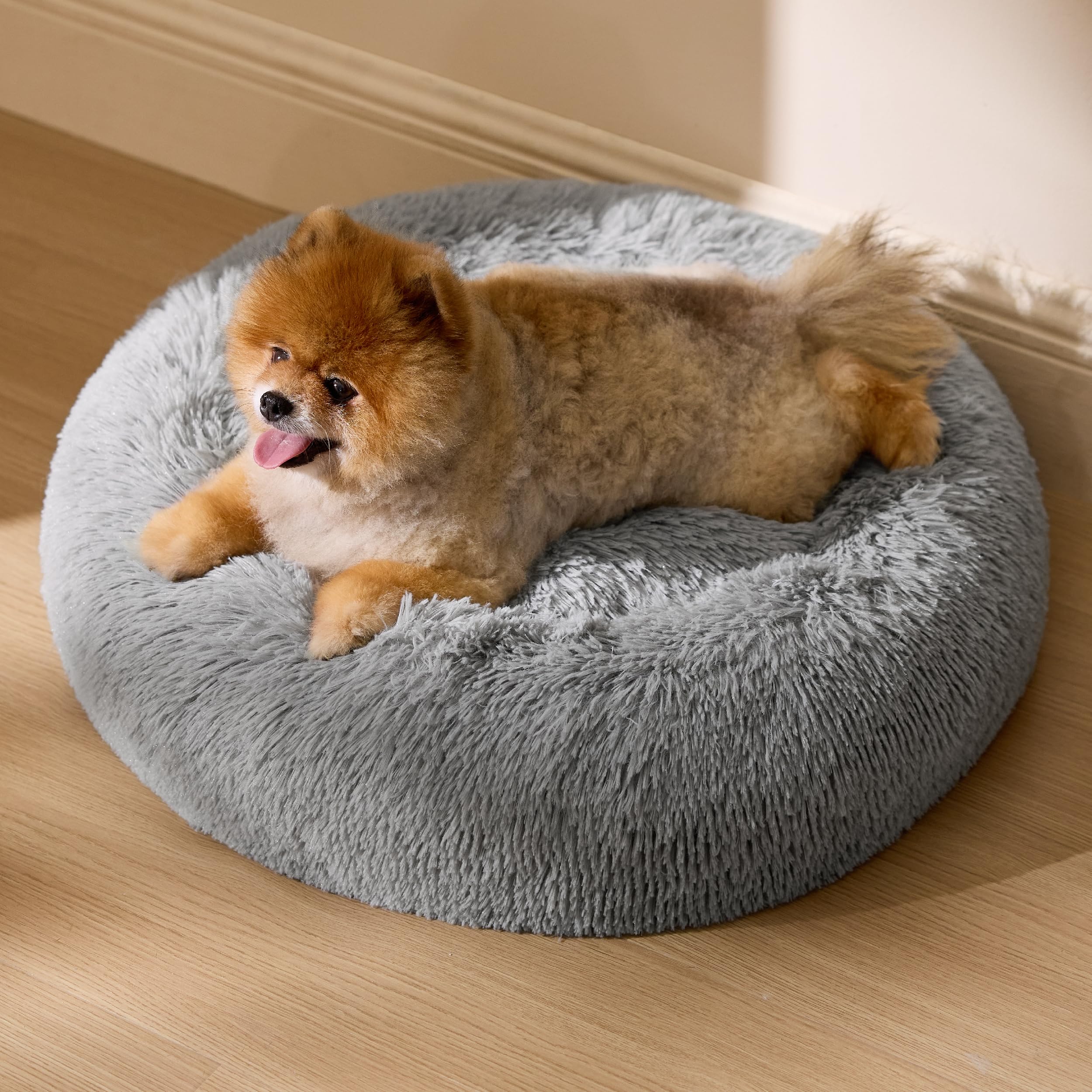 BEDSURE Rundes Haustierbett Ø 60 cm – Plüsch Katzenbett waschbar für Katzen & kleine Hunde