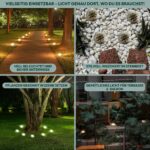 FLUSSLICHT Solar Bodenleuchten 8er-Set Warmweiß – IP65 Gartenbeleuchtung mit Ersatz-Erdspissen – Bild 5