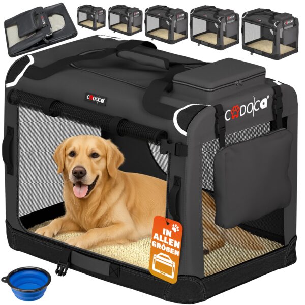 CADOCA® Hundebox XXXL 101x70x70cm – Faltbare Transportbox mit Stahlrahmen für grosse Hunde