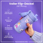 ion8 Kinder Trinkflasche 400ml Edelstahl – Auslaufsicher mit Einhandöffnung – Bild 4