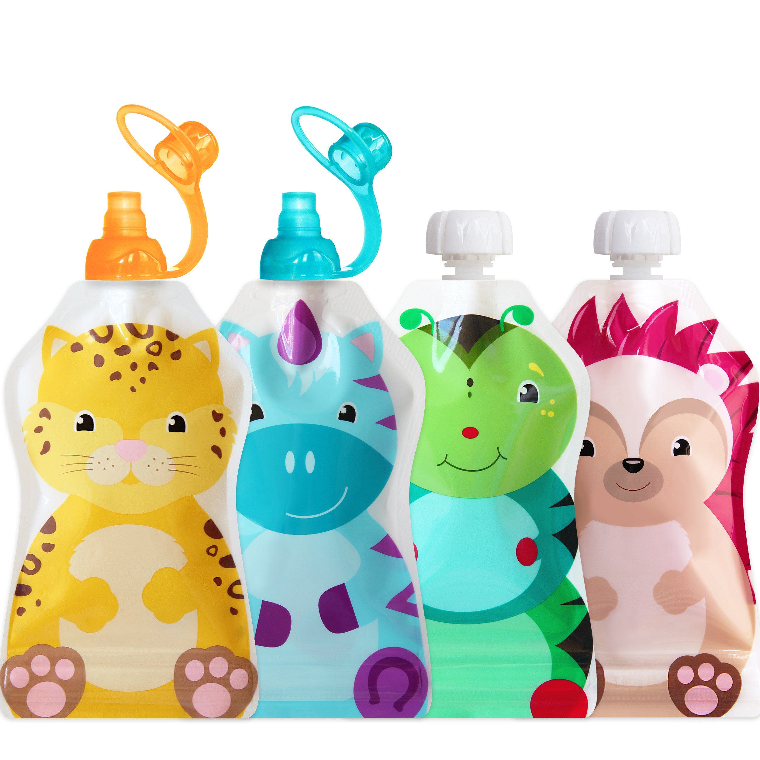 ChooMee Wiederverwendbare Quetschbeutel 5oz mit 2 SoftSip Silikonaufsätzen – BPA-frei für Babys