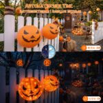 2er Set Halloween Kürbis Laterne 30cm mit 40 LEDs – IP44 Wasserdicht, 8 Modi & Timer – Bild 3