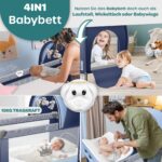 Kidiz Reisebett 120x60 cm mit Wickelauflage, Moskitonetz & Räder – Babybett für Geburt bis 15 kg – Bild 6