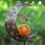 100 cm Solar Gartenlampe Fee auf Mond – LED Wegeleuchte mit Glaskugel für Außen – Bild 5