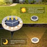 Shuniu Solar Bodenleuchte 4er Set mit 12 LEDs – IP65 Warmweiss für Garten & Gehweg – Bild 2