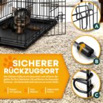 TRESKO® Hundekäfig 122x74,5x80,5 cm faltbar – Transportbox mit 2 Türen & Bodenschale – Bild 3