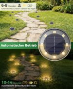 LOTMOS 6er Set Solar Bodenleuchten – IP68 Wasserdicht mit 8 LED für Garten & Terrasse – Bild 3