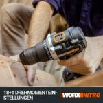 WORX WX102 Akku Bohrschrauber 20V – Bürstenlos mit 2 Akkus, Ladegerät & Koffer – Bild 5