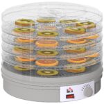 HOMCOM Dörrautomat 245 W mit 5 Tabletts – Temperaturregler 35-70°C für Obst, Gemüse & Fleisch