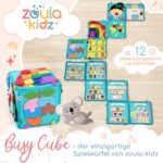 zoula kidz Motorikwürfel 2-in-1 Busy Board – Montessori Lernspielzeug ab 3 Jahren – Bild 2