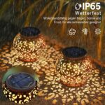 JOYCREATOR Solarlaterne 2er Set – IP65 Vintage LED Gartenleuchte Warmweiss für Aussen – Bild 2