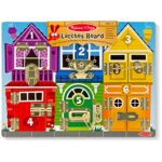 Melissa & Doug Motorikbrett mit 6 Schlössern – Holzspielzeug für Kinder ab 3 Jahren – Bild 3