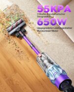 Powerffy Akku-Staubsauger 650W – 55kPa Saugkraft, 70 Min Laufzeit, kabellos mit Wandladestation – Bild 2