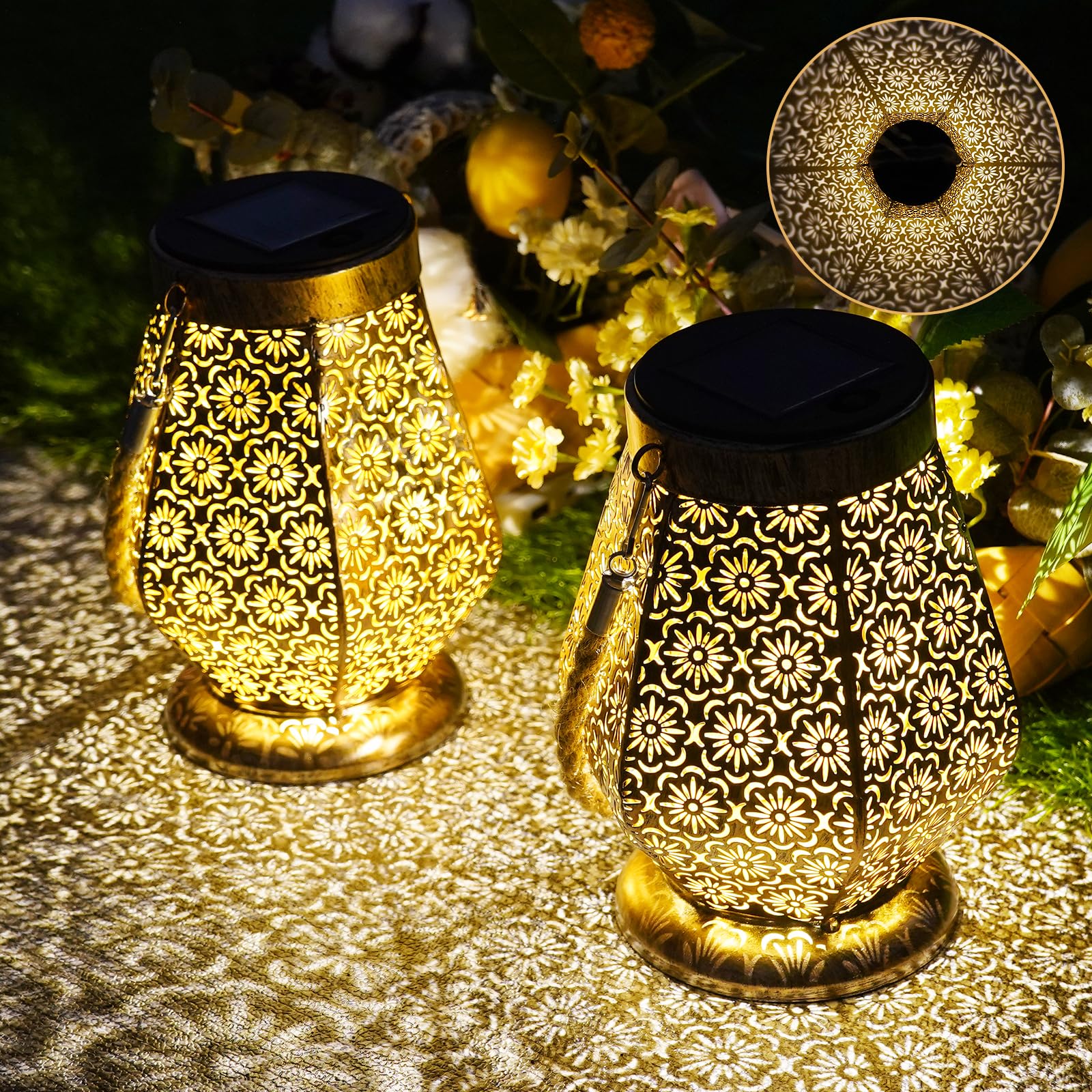 2er Set OUILA LED Solarlaterne – IP65 Wasserdicht Gartendeko für Balkon & Terrasse