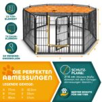 TRESKO® Welpenlaufstall 80 cm – 8-teilig faltbar mit Tür & Erdankern für Hunde & Kleintiere – Bild 5