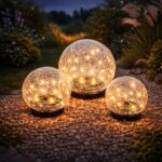 esotec Solar Leuchtkugeln 3er Set – Krakelees Echtglas mit LED-Leuchtdraht für Garten – Bild 5