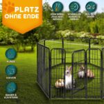 TRESKO® Welpenlaufstall 80 cm – 8-teilig faltbar mit Tür & Erdankern für Hunde & Kleintiere – Bild 6