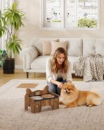 Hzuaneri Erhöhter Hundenapf 15cm – Doppel-Edelstahlnäpfe mit Spritzschutz für kleine & mittlere Hunde – Bild 5
