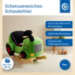 Bieco Plüsch Schaukeltier Traktor 60 cm – Holz Schaukelwippe mit Sicherheitsgurt ab 9 Monate – Bild 3