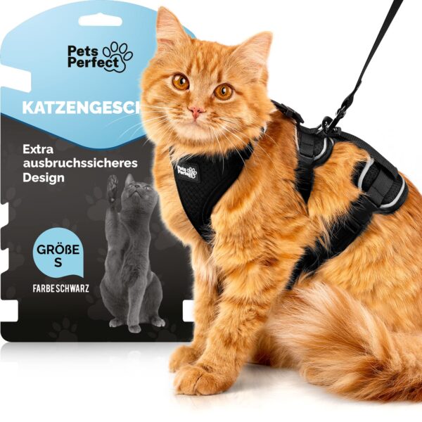 Pets Perfect Katzengeschirr Set Grösse S mit Leine – Ausbruchsicher & verstellbar