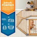 KIDUKU® XXL Laufgitter 7,2 m mit Tür & Doppelsicherung – Klappbarer Laufstall aus Kiefernholz für Kinder – Bild 2