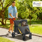 PawHut Hundewagen für grosse & mittelgrosse Hunde – Faltbarer Hundetrolley Dunkelgrau mit Stossdämpfern – Bild 2