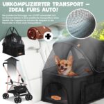 LOVPET Hundewagen 2in1 – Faltbarer Hundebuggy bis 20 kg mit 360°-Rädern & Zubehör – Bild 4
