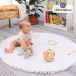 ODOXIA Baby Meilenstein Decke 115x115 cm – Runde Foto-Monatsdecke mit Holzrahmen – Bild 2