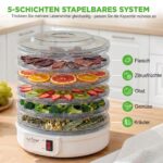 NutriChef Dörrautomat mit 5 Einschüben – 600W Dörrgerät für Obst, Fleisch & Gemüse – Bild 6