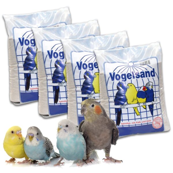 25 kg Vogelsand Naturweiss mit Kalk & Anis – Keimfrei & hygienisch für alle Vogelarten