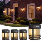 btfarm 4er-Set Solar Wandleuchten mit Bewegungsmelder – IP65 Retro Warmweiss für Garten & Terrasse