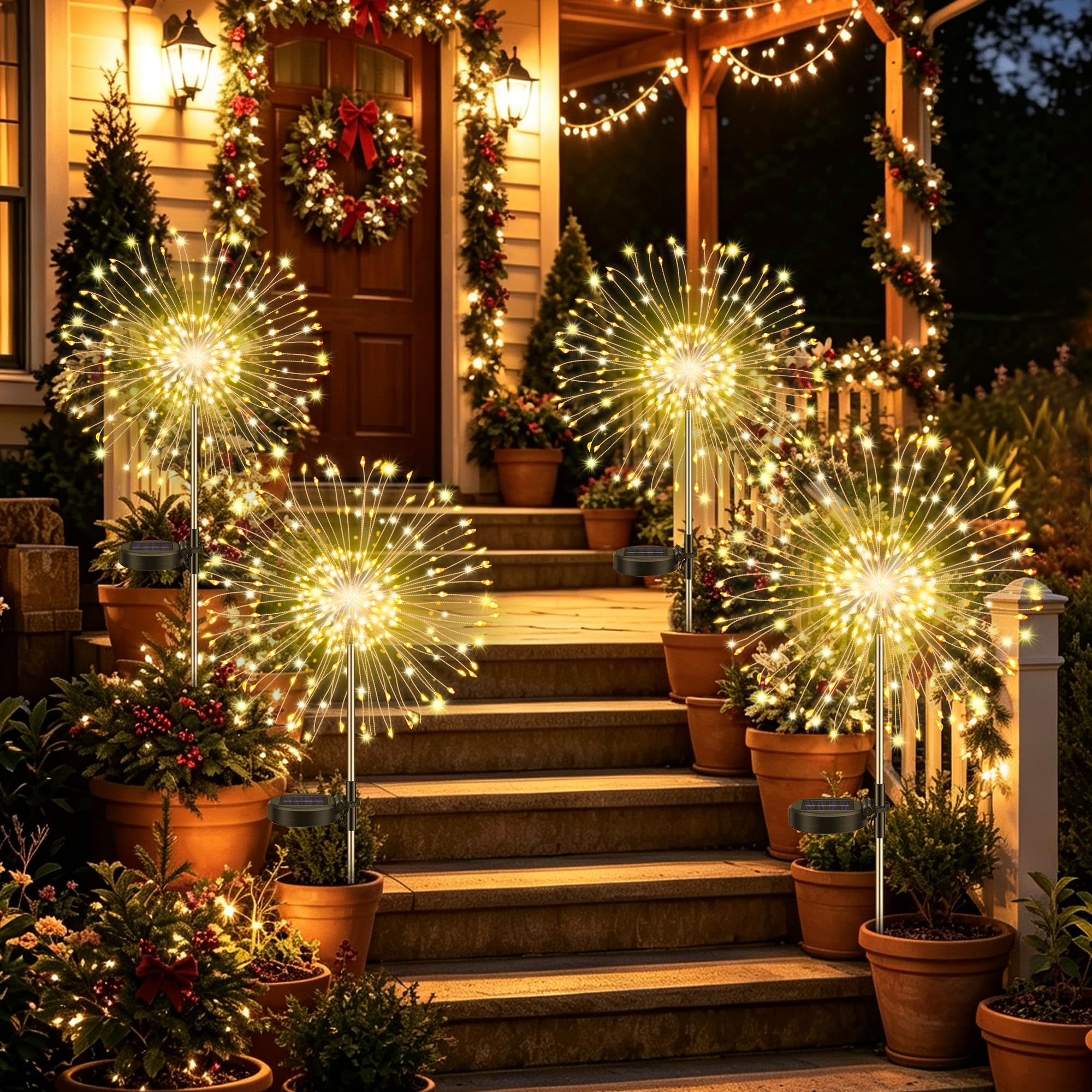 4er-Pack Ddlisu Solarleuchten mit 120 LEDs & 8 Modi – Starburst Gartenbeleuchtung wasserdicht