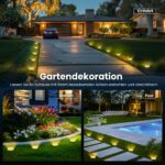 Solpex 6er Set Solar Bodenleuchten mit 8 LEDs – Warmweisse Gartenbeleuchtung IP65 wasserdicht – Bild 5