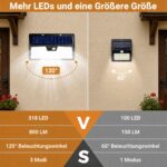 vighep 318 LED Solarleuchte mit Bewegungsmelder – IP65 Wandleuchte für Aussenbereich – Bild 5