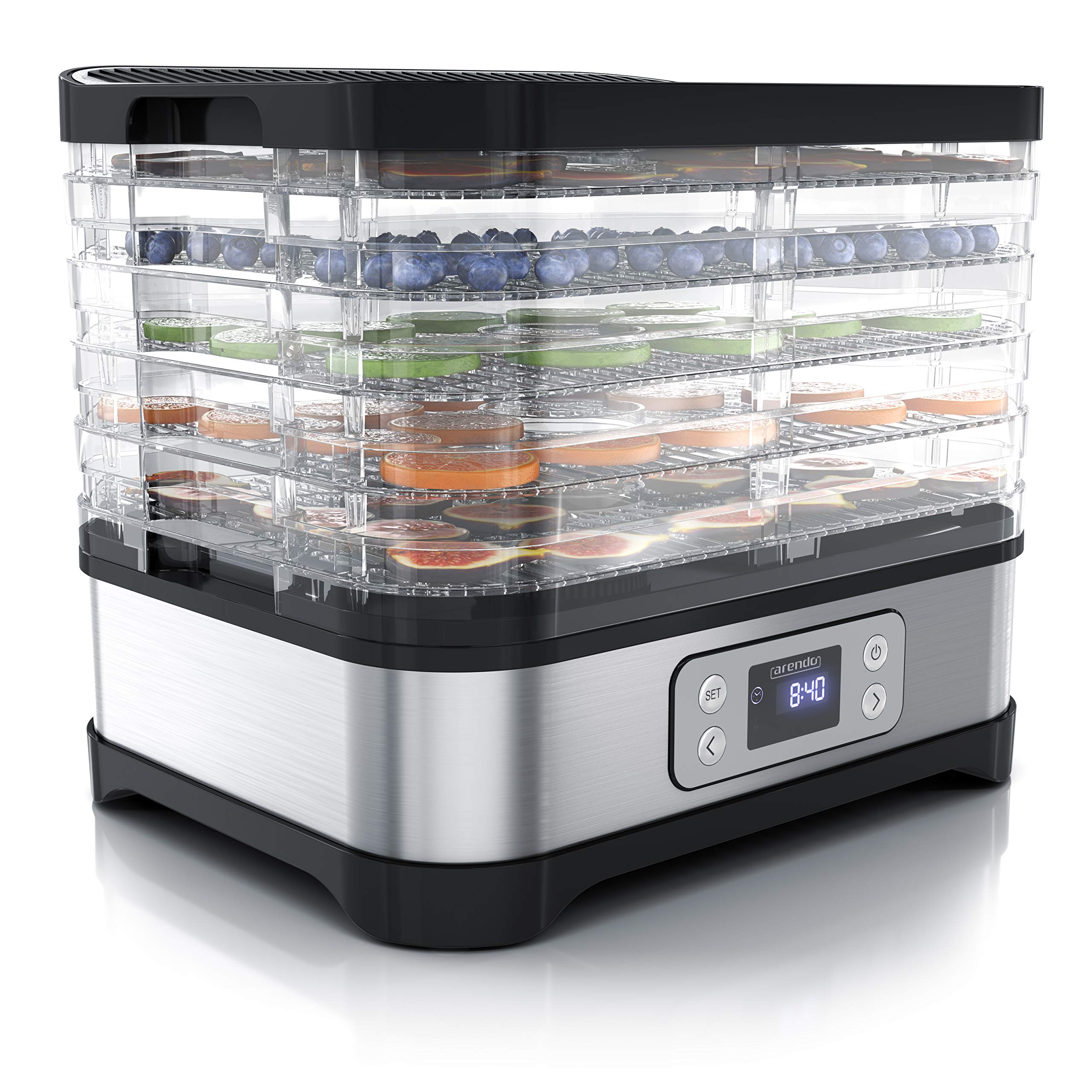 Arendo Dörrautomat mit Temperaturregler – Edelstahl Dehydrator für Obst, Gemüse & Fleisch
