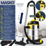 MASKO Industriestaubsauger 30L Nass-Trockensauger 1800W mit HEPA-Filter & Steckdose – Bild 2