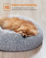 Feandrea Hundebett 60 cm mit langem Plüsch & abnehmbarem Bezug – Donut Kissen für Katzen & kleine Hunde – Bild 3