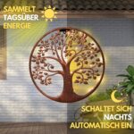 Schauer LED Solar Wanddeko Lebensbaum 40 cm – Metallkunst mit warmweisser Beleuchtung – Bild 2