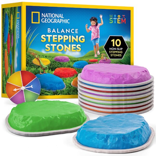 National Geographic Trittsteine für Kinder – 10er Set mit Drehscheibe & rutschfester Basis
