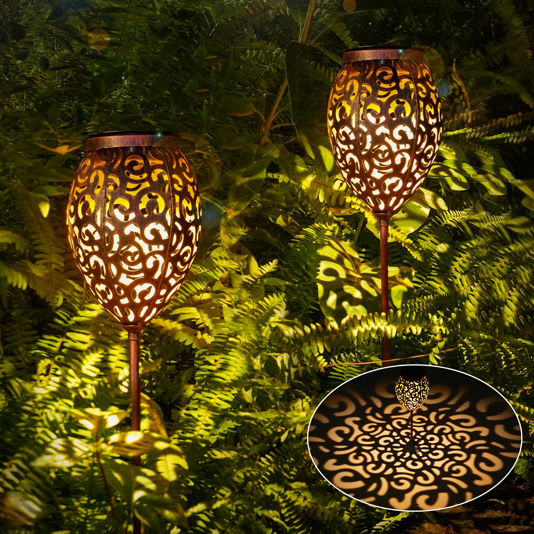 Görvitor LED Solarleuchten 2er Set – Orientalische Gartenlampen mit IP65 Wasserschutz