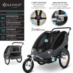 KESSER® 2in1 Kinderfahrradanhänger mit Federung & Joggerfunktion – für 1-2 Kinder bis 40kg – Bild 3