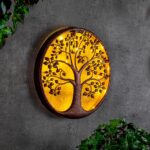 Schauer LED Solar Wanddeko Lebensbaum 40 cm – Metallkunst mit warmweisser Beleuchtung