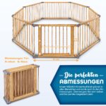 KIDUKU® XXL Laufgitter 7,2 m mit Tür & Doppelsicherung – Klappbarer Laufstall aus Kiefernholz für Kinder – Bild 6