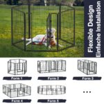 XMTECH 6-teilig Welpenauslauf 80 cm – Faltbares Freilaufgehege mit Tür & Erdankern – Bild 4
