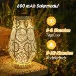 Orientalische Solar-Laterne Metall Weiss – IP65 Wasserdicht für Garten, Balkon & Terrasse – Bild 2