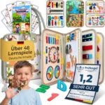 Mallie® Montessori Busy Board ab 1 Jahr – Motorikspielzeug mit Mal- & Rätselheft