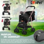 LOVPET Hundewagen 2in1 – Faltbarer Hundebuggy bis 20 kg mit 360°-Rädern & Zubehör – Bild 8