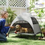 PawHut Hundeliege Outdoor 106x76x99cm mit abnehmbarem Dach – Erhöhtes Haustierbett für grosse Hunde – Bild 2