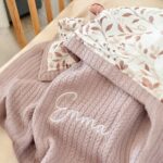 Mouliss Personalisierte Babydecke mit Namen – 100% Baumwolle Strick & Musselin – Bild 5