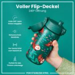 ION8 Kinder Trinkflasche 400ml Edelstahl – Auslaufsicher mit Einhandöffnung – Bild 4